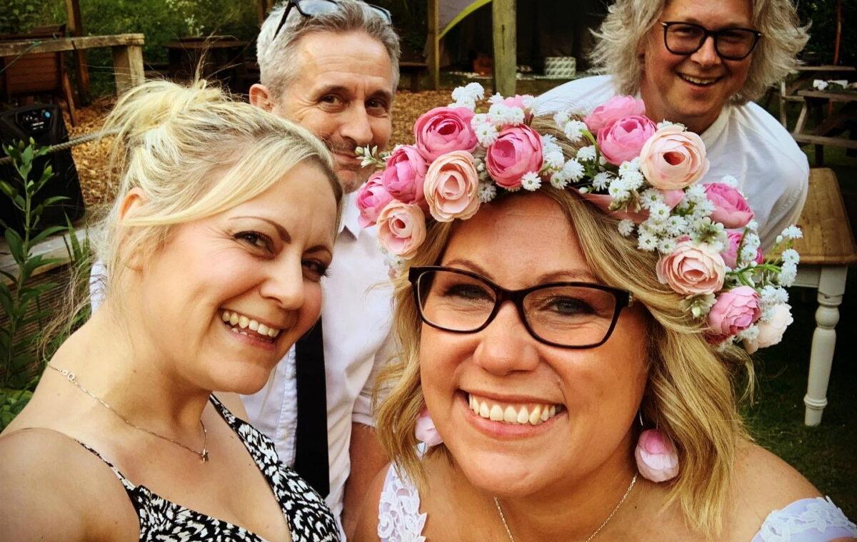 Tracy with a wedding bride - Colchester wedding singer
